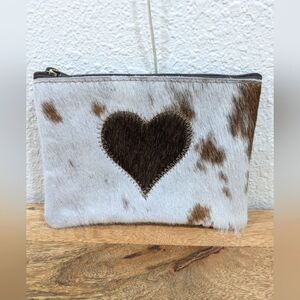 SALE! Cowhide Heart Clutch
